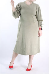 שמלת פוטר מעוצבת בירוק חאקי- L